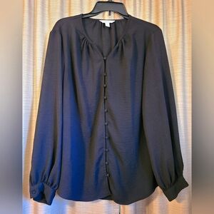 Nine West Black Button-Down Blouse